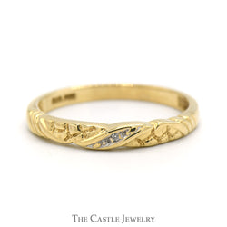 Illusion Set Diamond Ring with Textured Nugget Sides in 10k Yellow Gold