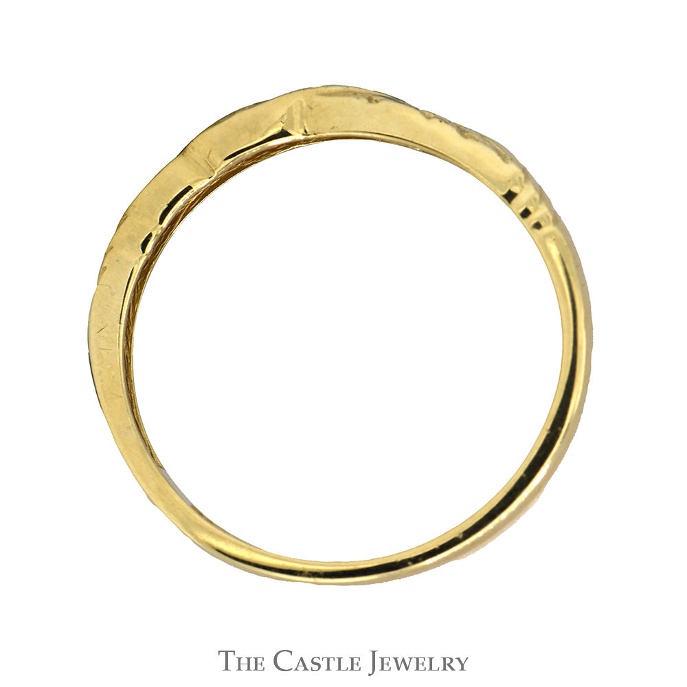 Illusion Set Diamond Ring with Textured Nugget Sides in 10k Yellow Gold