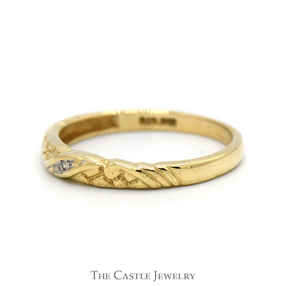 Illusion Set Diamond Ring with Textured Nugget Sides in 10k Yellow Gold