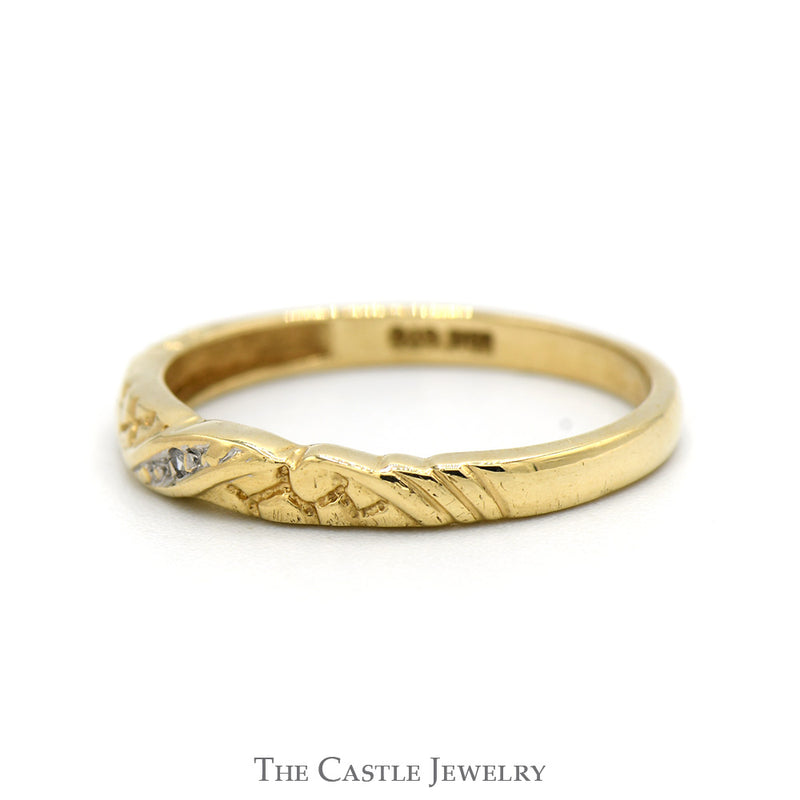 Illusion Set Diamond Ring with Textured Nugget Sides in 10k Yellow Gold