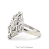 Antique Style 1/4cttw Diamond Cluster Shield Ring in 10k White Gold - Thumbnail 3