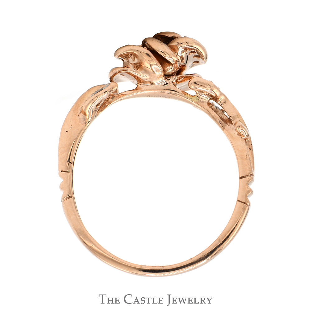 Diamond Accented Rose Style Enchanted Disney Belle Designer Ring in 10k Rose Gold