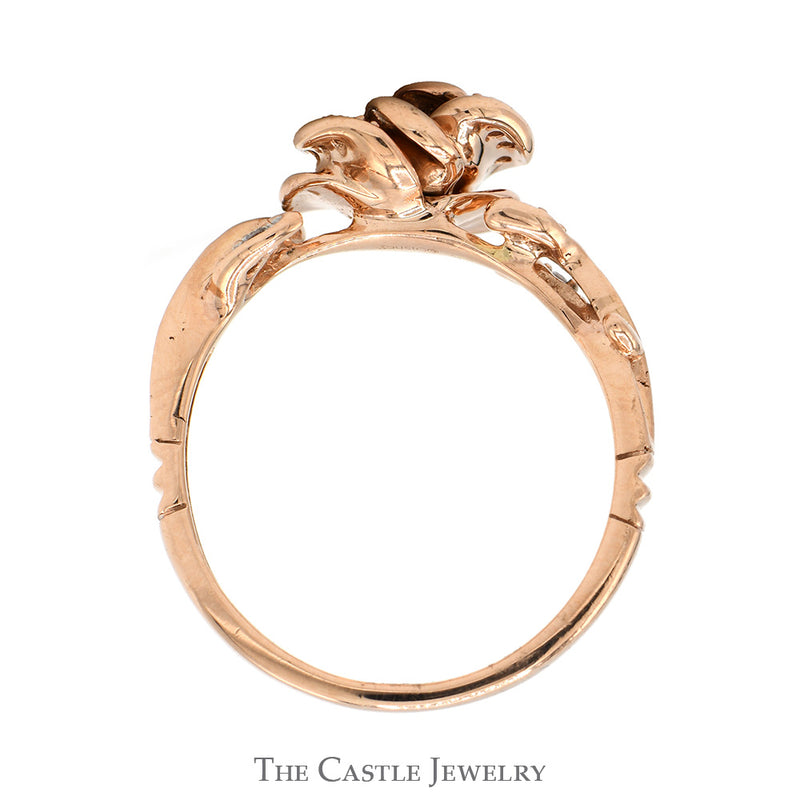 Diamond Accented Rose Style Enchanted Disney Belle Designer Ring in 10k Rose Gold