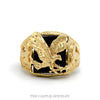 10k yellow gold men's black onyx eagle ring — top view - Thumbnail 1