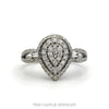 10k white gold pear diamond cluster halo ring — top view - Thumbnail 1