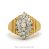 Marquise Shaped Diamond Cluster with Textured Ridged Sides in 14k Yellow Gold - Thumbnail 1