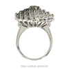 Front-facing view of the 14k white gold marquise-shaped diamond cluster - Thumbnail 3
