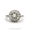14k white gold 7 round diamond flower cluster ring — top view - Thumbnail 1
