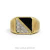 14k yellow gold men's black onyx and diamond split face ring — top view - Thumbnail 1