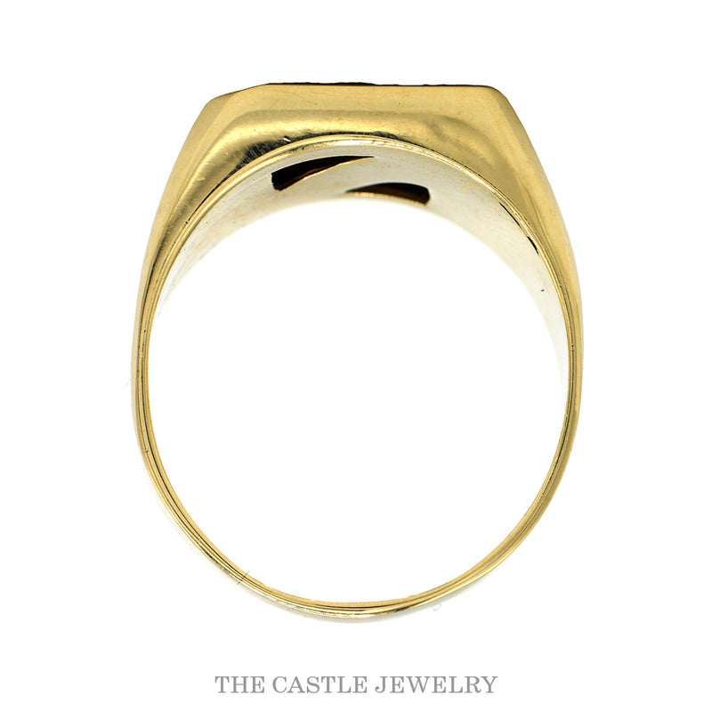 Front-facing view of the 14k yellow gold split face ring