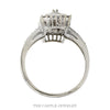 10K White Gold 1/2cttw Round Baguette Diamond Cluster Rectangle Halo Ring - Thumbnail 3