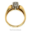 Round Brilliant Cut Diamond Bridal Set with Diamond Accented Soldered Band in 14k Yellow Gold - Thumbnail 2