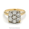 Square Shaped 1cttw 7 Diamond Cluster Ring in 14k Yellow Gold - Thumbnail 1