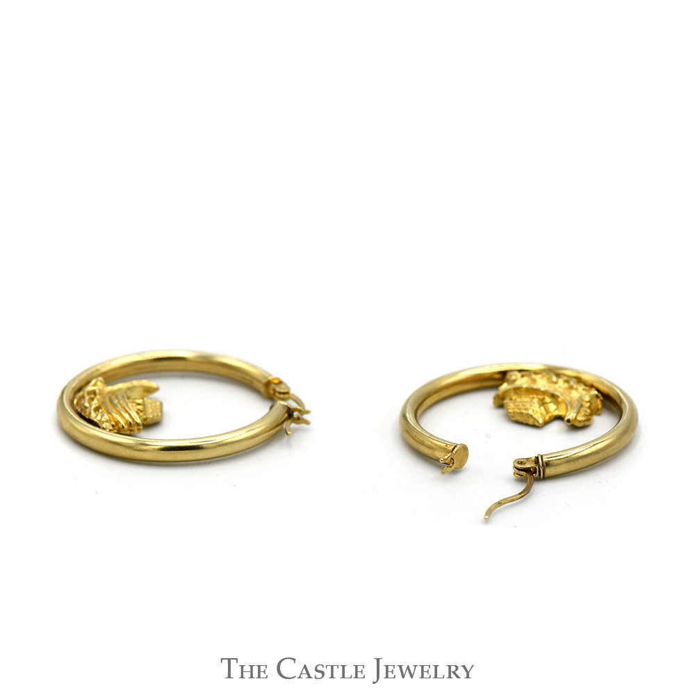 Noah's Ark Hoop Earrings in 14k Yellow Gold