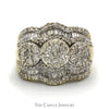 3cttw Triple Round Cluster Ring with Baguette Cut Accents in Tapered 10k Yellow Gold Mounting - Thumbnail 1