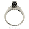 Princess Cut Black Diamond Engagement Ring with Round & Baguette Diamond Accents in 14k White Gold - Thumbnail 2