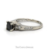 Princess Cut Black Diamond Engagement Ring with Round & Baguette Diamond Accents in 14k White Gold - Thumbnail 3