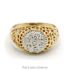 7 Diamond Kentucky Cluster Ring with Filigree Sides in 14k Yellow Gold - Thumbnail 1