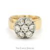 2cttw 7 Round Diamond Cluster Ring with Wide Polished Sides in 14k Yellow Gold - Thumbnail 1