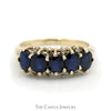 5 Oval Sapphire Band with Diamond Accents in 10k Yellow Gold - Thumbnail 1