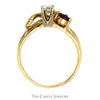 Diamond Solitaire Engagement Ring with Ruby and Diamond Soldered Wrap in 14k Yellow Gold - Thumbnail 2