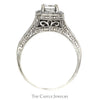 Princess Cut Diamond Engagement Ring with Square Halo and Accented Sides in 14k White Gold Cathedral Mounting - Thumbnail 2
