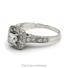 Princess Cut Diamond Engagement Ring with Square Halo and Accented Sides in 14k White Gold Cathedral Mounting - Thumbnail 3