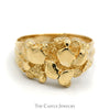 14K Yellow Gold Nugget Men's Ring - Size 9.5 - Thumbnail 1