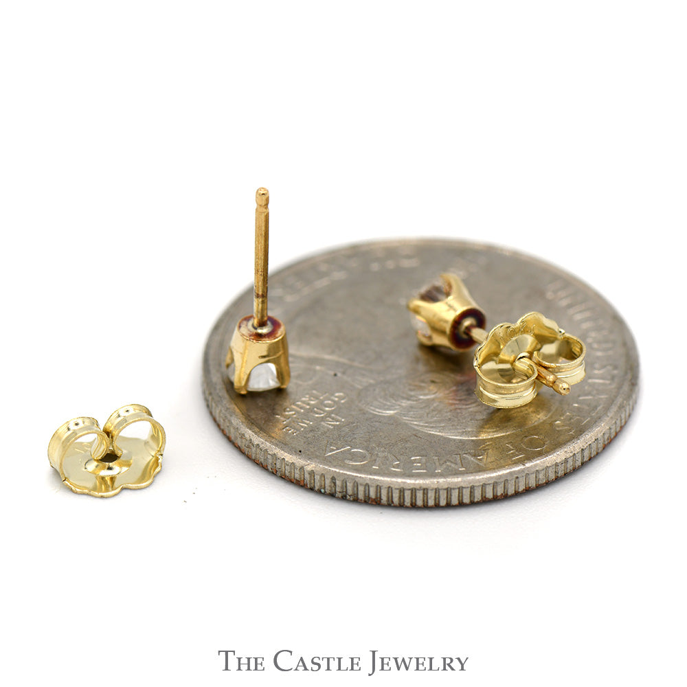 1/4cttw Round Diamond Stud Earrings in 10k Yellow Gold Butterfly Pushbacks