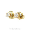 1/4cttw Round Diamond Stud Earrings in 10k Yellow Gold Butterfly Pushbacks - Thumbnail 2