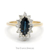 Marquise Sapphire Ring with 1/4cttw Diamond Halo in 14k Yellow Gold - Thumbnail 1