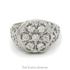 1/2cttw 7 Diamond Kentucky Cluster Ring with Open Filigree Sides in 10k White Gold - Thumbnail 1