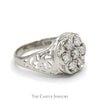 1/2cttw 7 Diamond Kentucky Cluster Ring with Open Filigree Sides in 10k White Gold - Thumbnail 3