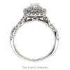 1.5cttw Emerald Cut Diamond Bridal Set with Double Diamond Halo and Accents and Matching Band in 10k White Gold - Thumbnail 2