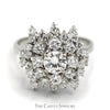 Diamond Snowflake Cluster Cocktail Ring in 18k White Gold - Thumbnail 1