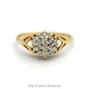1/2cttw Round Diamond Flower Cluster Ring with Split Shank Sides in 10k Yellow Gold - Thumbnail 1