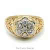 7 Diamond Kentucky Cluster Ring with Filigree Sides in 10k Yellow Gold - Thumbnail 1