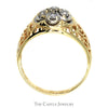 7 Diamond Kentucky Cluster Ring with Filigree Sides in 10k Yellow Gold - Thumbnail 2