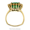Large Cushion Cut Emerald Ring with Diamond Halo in 14k Yellow Gold - Thumbnail 2