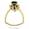 Elongated Blue Tourmaline Ring with Round Diamond Accents in 10k Yellow Gold - Thumbnail 2