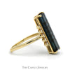 Elongated Blue Tourmaline Ring with Round Diamond Accents in 10k Yellow Gold - Thumbnail 3