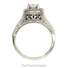 Princess Cut Diamond Engagement Ring with Diamond Halo and Accents in 14k White Gold - Thumbnail 2