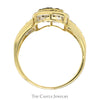 Square Shaped Brown Diamond Cluster Ring with White Diamond Halo & Accented Sides in 10k Yellow Gold - Thumbnail 2
