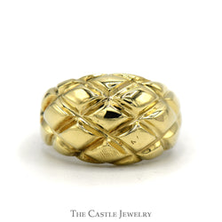 Dome Ring With Pattern In 10KT Yellow Gold