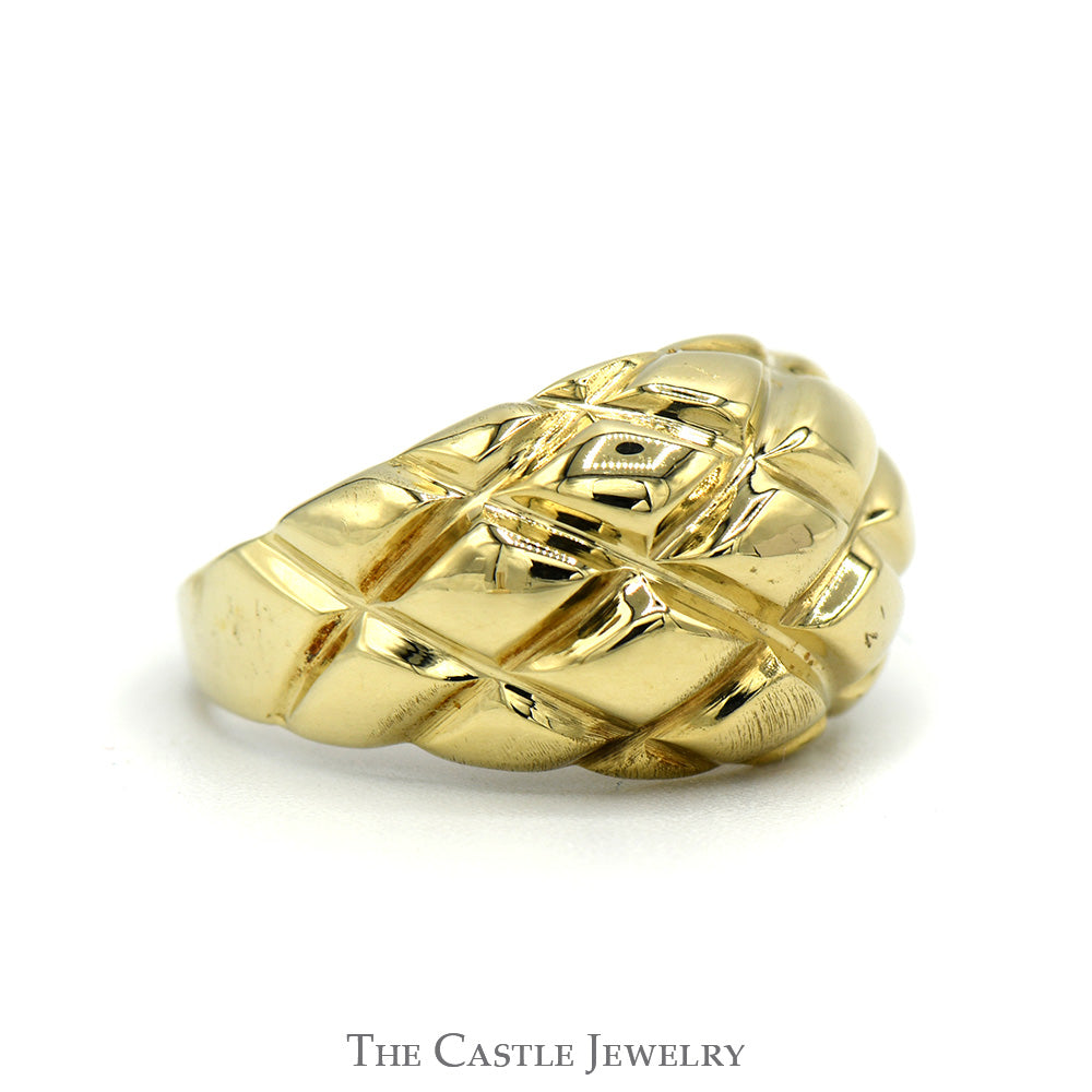 Dome Ring With Pattern In 10KT Yellow Gold