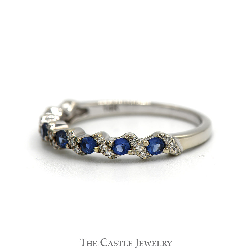 Sapphire & Diamond Le Vian Designer Band in 14k White Gold