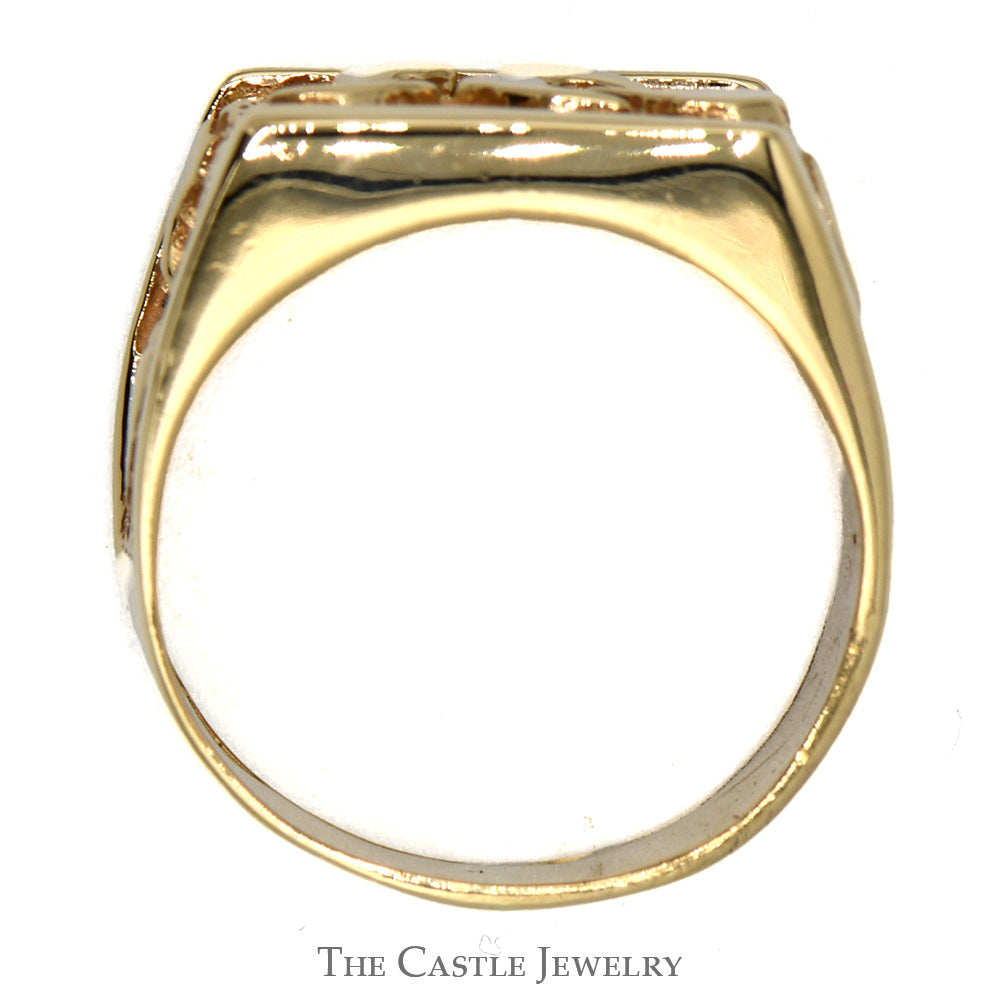 10k Yellow Gold Nugget Style Men's Ring - 10.75