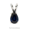 Pear Shaped Sapphire Pendant in 14k White Gold Split Bail Basket Mounting - Thumbnail 1