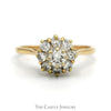 3/4cttw 9 Round Diamond Flower Cluster Ring in 14k Yellow Gold - Thumbnail 1