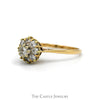 3/4cttw 9 Round Diamond Flower Cluster Ring in 14k Yellow Gold - Thumbnail 3